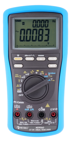 Metrel MD 9060 TRMS, 500.000 counts LCD, 100k Hz Voltage Bandwidth Heavy Duty Industrial Multimeter
